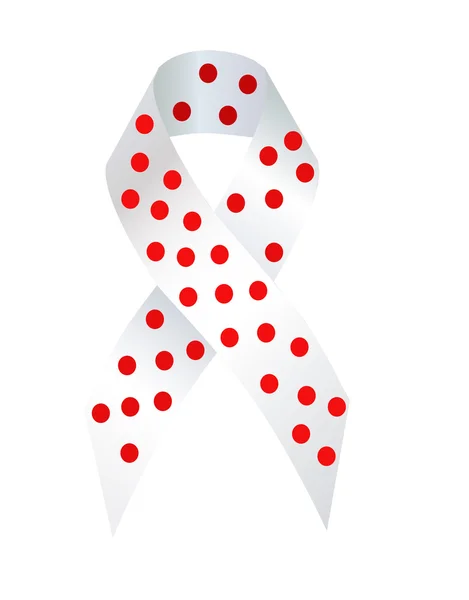 White ribbon with red spots	awareness — Stock Photo, Image
